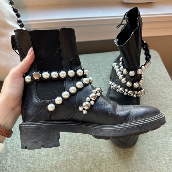 Zara Stud and Pearl Ankle Boots - Picture 3 of 6